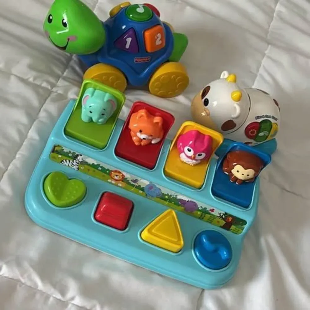 Fisher-Price Pop-Up Activity Toy, Musical Turtle, and Cow Toy Bundle